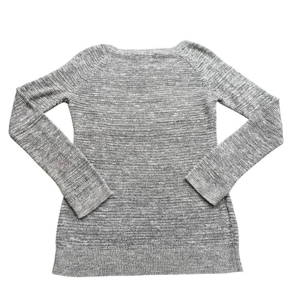 Loft Sweater Womens Medium Gray Knit Neutral Minimalist Academia Classic Preppy - Picture 8 of 12